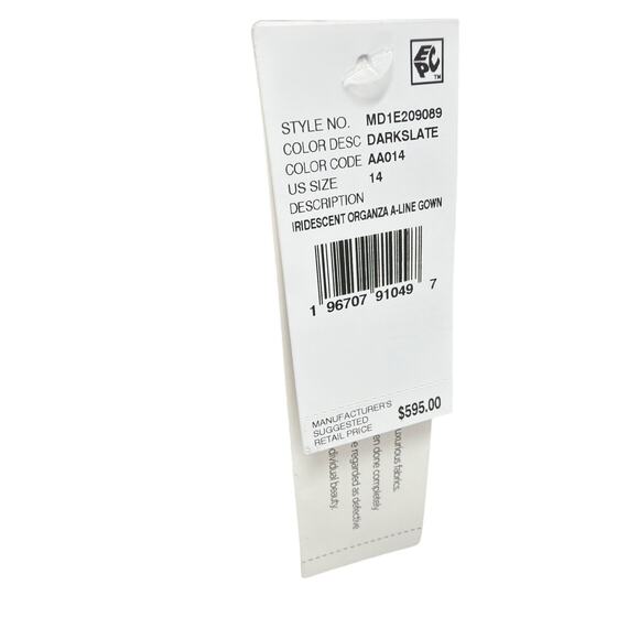 Aidan Mattox by Adrianna Papell Slate Iridescent Organza A-Line Gown Size 14 - Picture 4 of 11